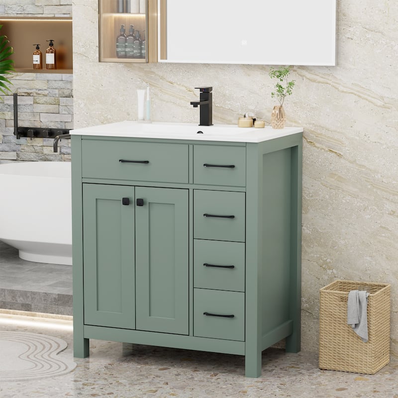 Modern Bathroom Vanity with Sink & Faucet Storage Cabinet Set