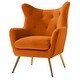 preview thumbnail 18 of 141, Eusebio Tufted Velvet Accent Chair with Wingback, Arms, and Metal Gold Legs for Living Room or Bedroom by HULALA HOME