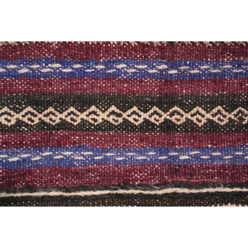 Hand Knotted Oriental 100% Wool Carpet Traditional Tribal Navy Blue & Blues Balouch Runner Rug - 8' 10'' X 2' 1''