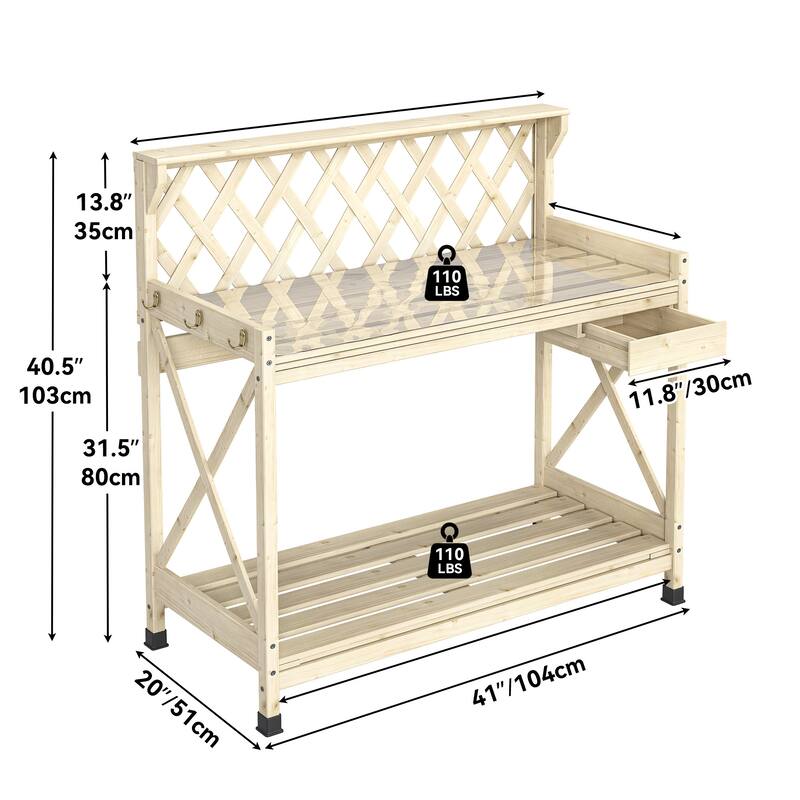 Moasis Outdoor Garden Work Bench Station Table - 41"