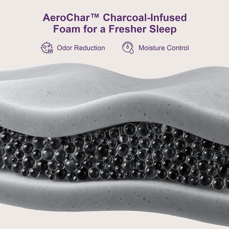 14" Medium Firm Pillow Top Mattress - Bamboo Charcoal Foam, 5-Zone Support, CertiPUR-US® Certified