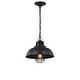 preview thumbnail 3 of 2, Almonte Matte Black Bowl Metal Shade 1-Light Pendant Light