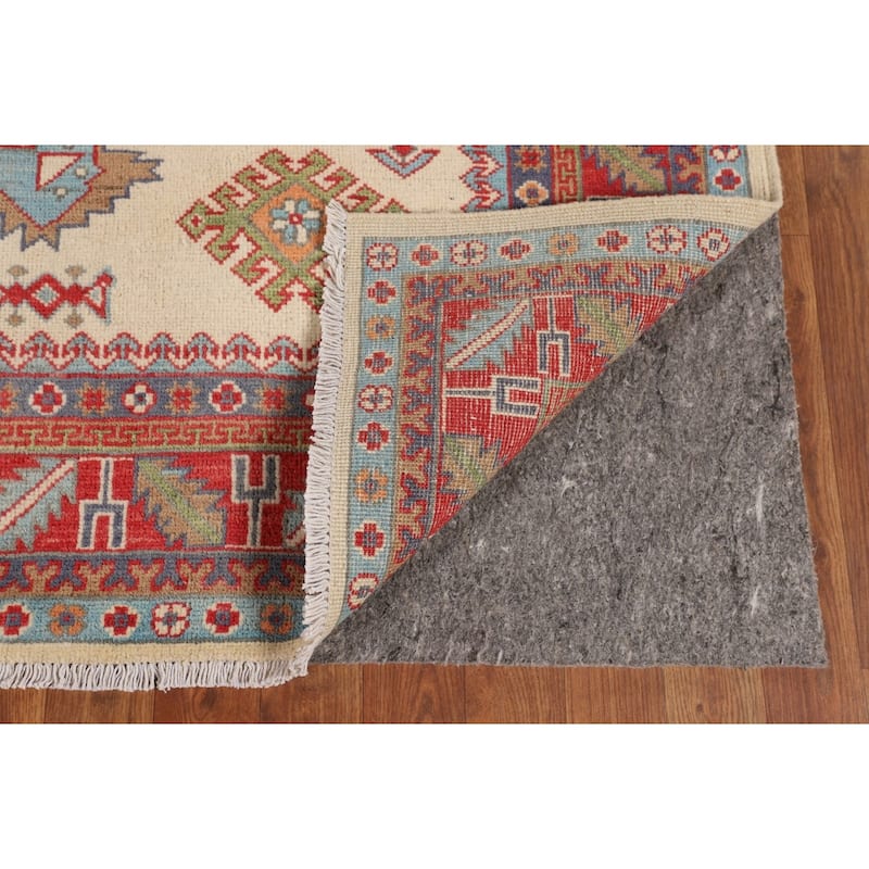 Ivory Kazak Area Rug Handmade Wool Carpet - 5'9" x 7'8"