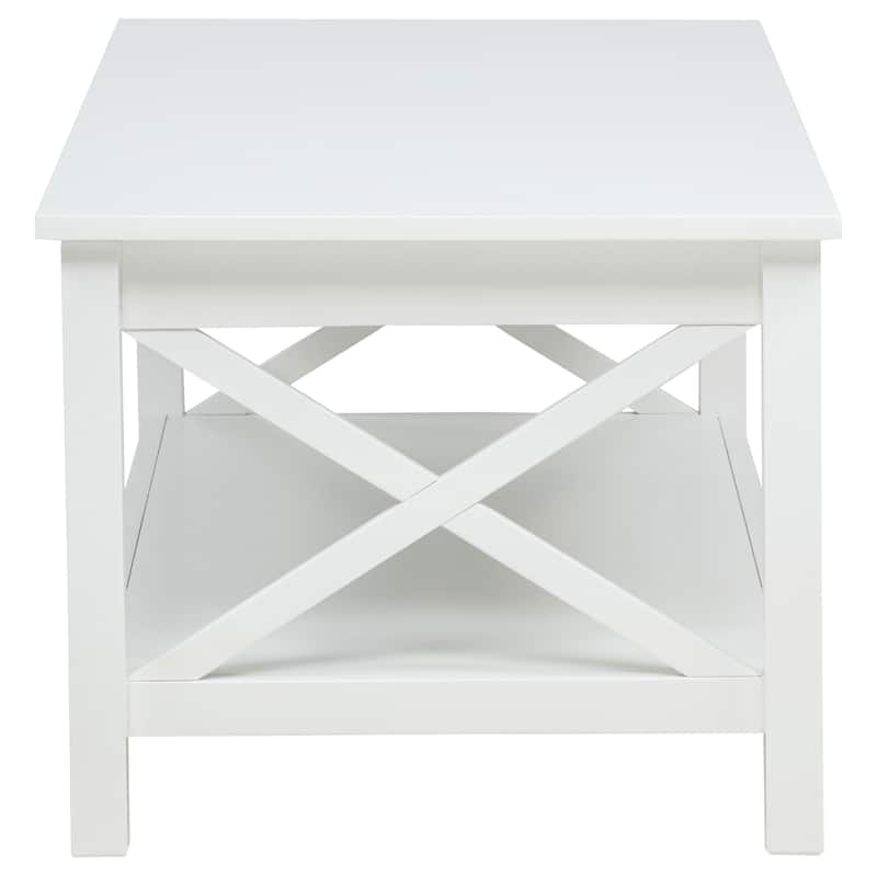 Skyview Rectangular Lift Top Coffee Table Set White