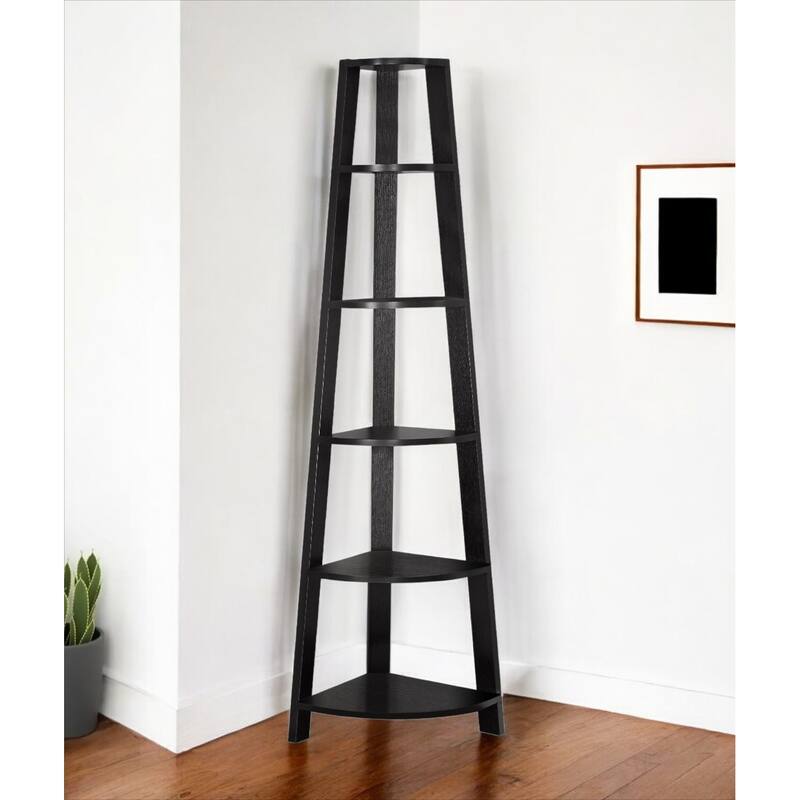 HomeRoots 71" Espresso Wood Five Tier Corner Bookcase - 15.5