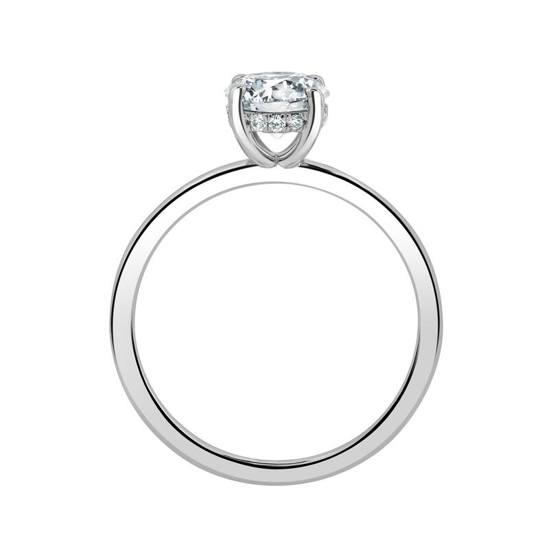 Auriya Lab Grown 1ct Round cut Hidden Halo Solitaire Diamond Engagement Ring in 14k Gold Certified (H-I, SI1-SI2)