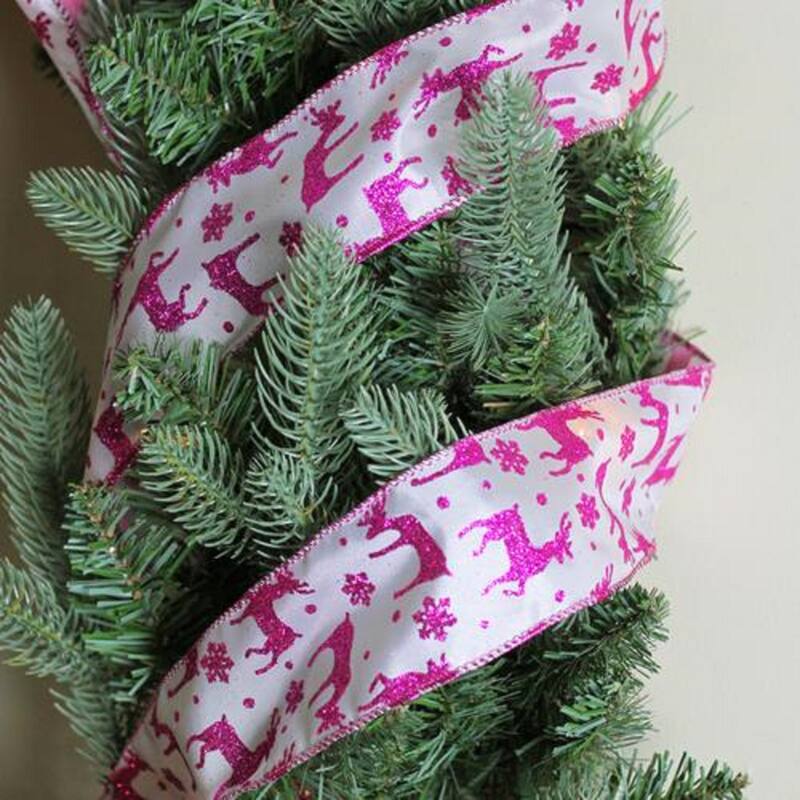 Glistening Purple Reindeer and Star Christmas Wired Craft Ribbon 2.5" x 10 Yards - 2.5" x 120 Yards