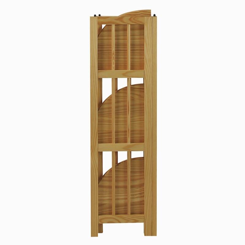 Mission 4-shelf Corner Folding 100% Solid Wood Bookcase