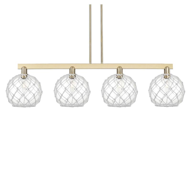 Innovations Lighting 716-4I-13-53 Farmhouse Rope Linear Farmhouse Rope - Champagne Bronze / Clear Glass with White Rope