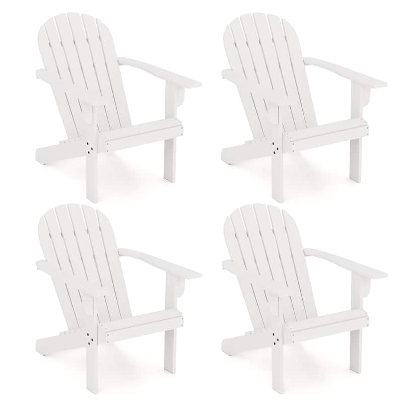 Gymax 4PCS Patio Adirondack Chair w/ Inclined Seat High Backrest & - White