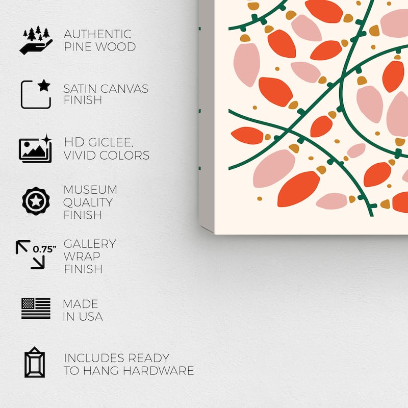 Wynwood Studio Canvas Holiday and Seasonal Christmas Outdoor Lights Red Modern & Contemporary Wall Art Canvas Print