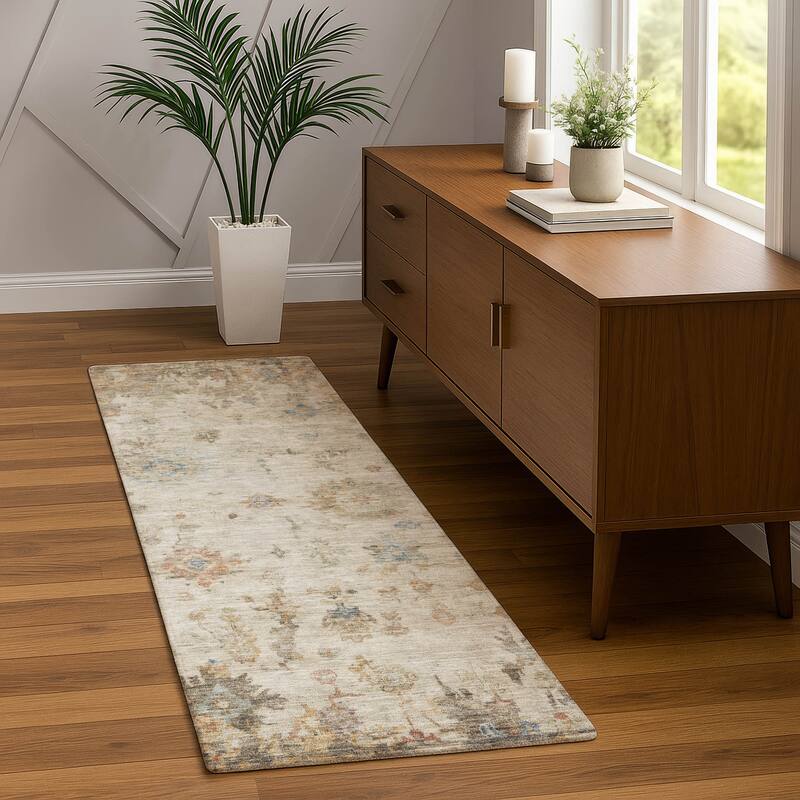 Machine Washable Indoor/ Outdoor Vintage Traditional Chantille Rug