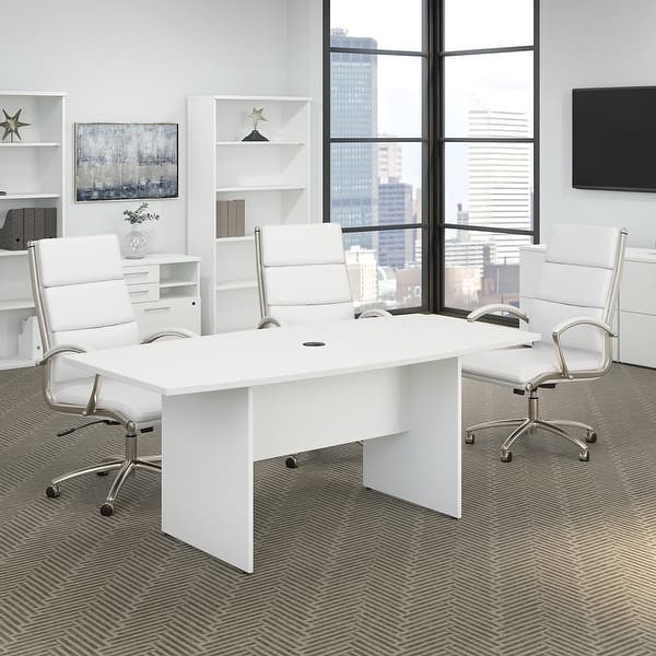 72w X 36d Conference Table With Wood Base By Bush Business Furniture On Sale Overstock 21623066 White