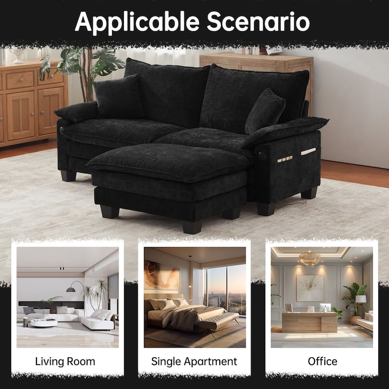 Modular Sectional Sofa, Comfy Cloud Couch Sectional Sofa with Ottoman, Deep Seat Sofa Sleeper for Living Room