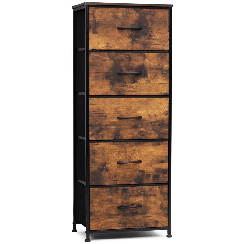 Home Bedroom Furniture 5-drawer Chest Vertical Storage Tower - Fabric Dresser
