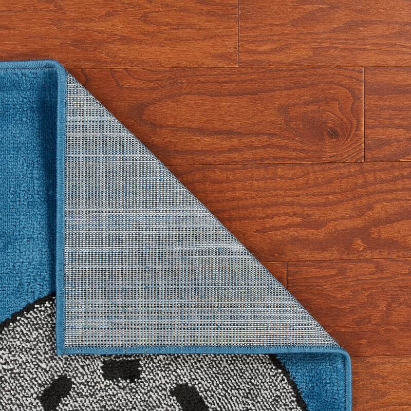 Wren Blue Race Track Children's Indoor Area Rug by Sevita
