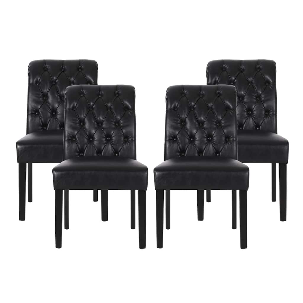 Elwood Tufted Rolltop Dining Chairs (Set of 4) by Christopher Knight Home