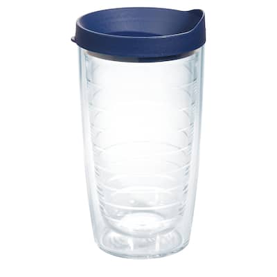 Tervis Clear & Colorful Lidded Made in USA Double Walled Insulated Travel Tumbler, Navy Lid
