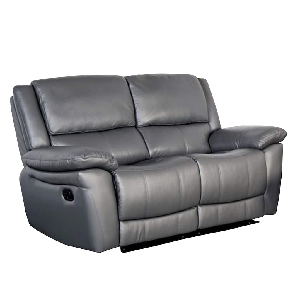 Larus Manual Loveseat, Dark Gray Leather Match, Pillow Top Arms, 60 Inch