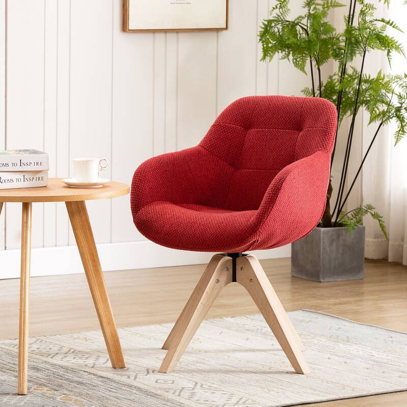 Modern Home Office Swivel Desk Chair Fabric Accent Chair - Red