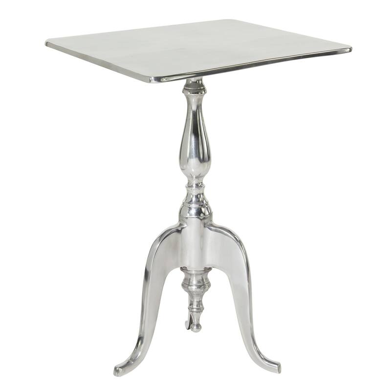 Aluminum Metal Side End Accent Table - Silver - Roche River Decor