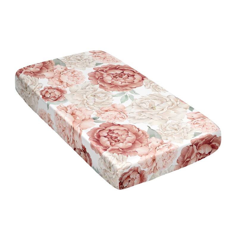 Sweet Jojo Designs Blush Pink Boho Shabby Chic Floral Girl Satin Fitted Crib Sheet Off White Ivory Bohemian Vintage Watercolor
