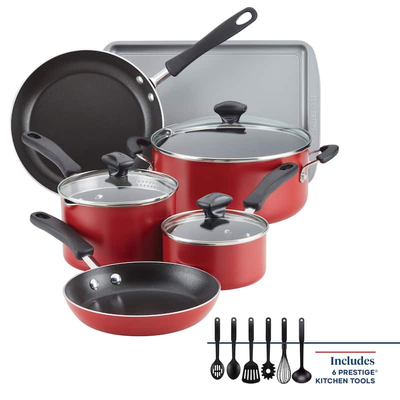 Farberware Cookstart Aluminum DiamondMax Nonstick Cookware Set, 15