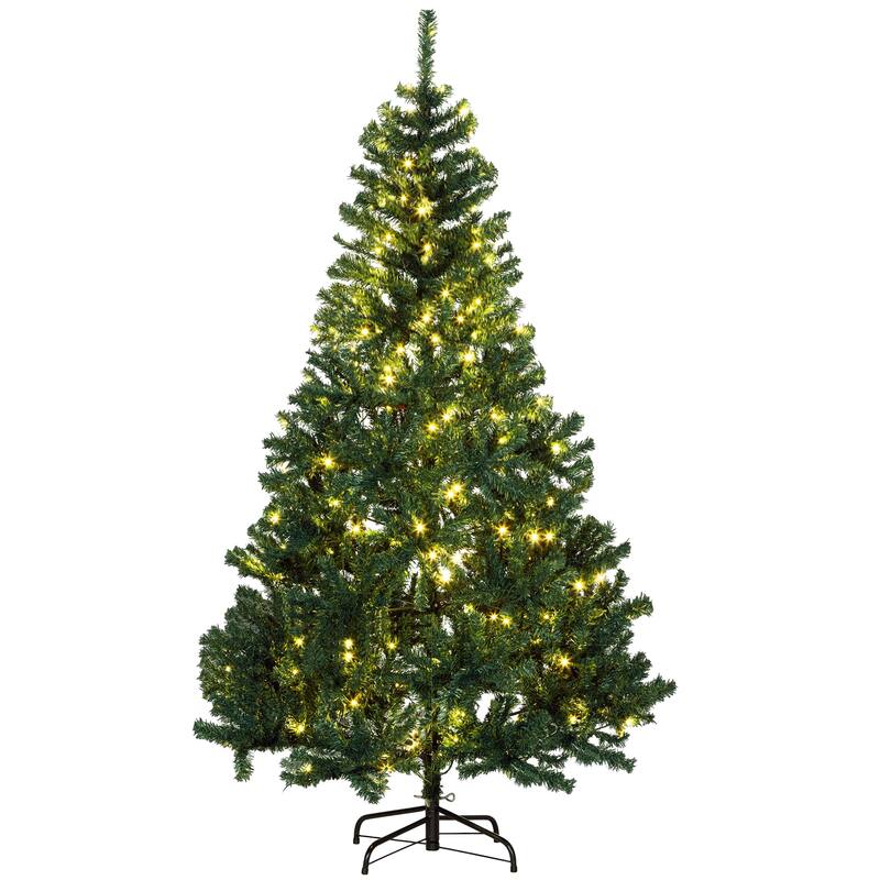 6' Tall Prelit Christmas Tree Douglas Fir Artificial Christmas Tree with Realistic Branches, 250 Warm White LED Lights - Green - Green