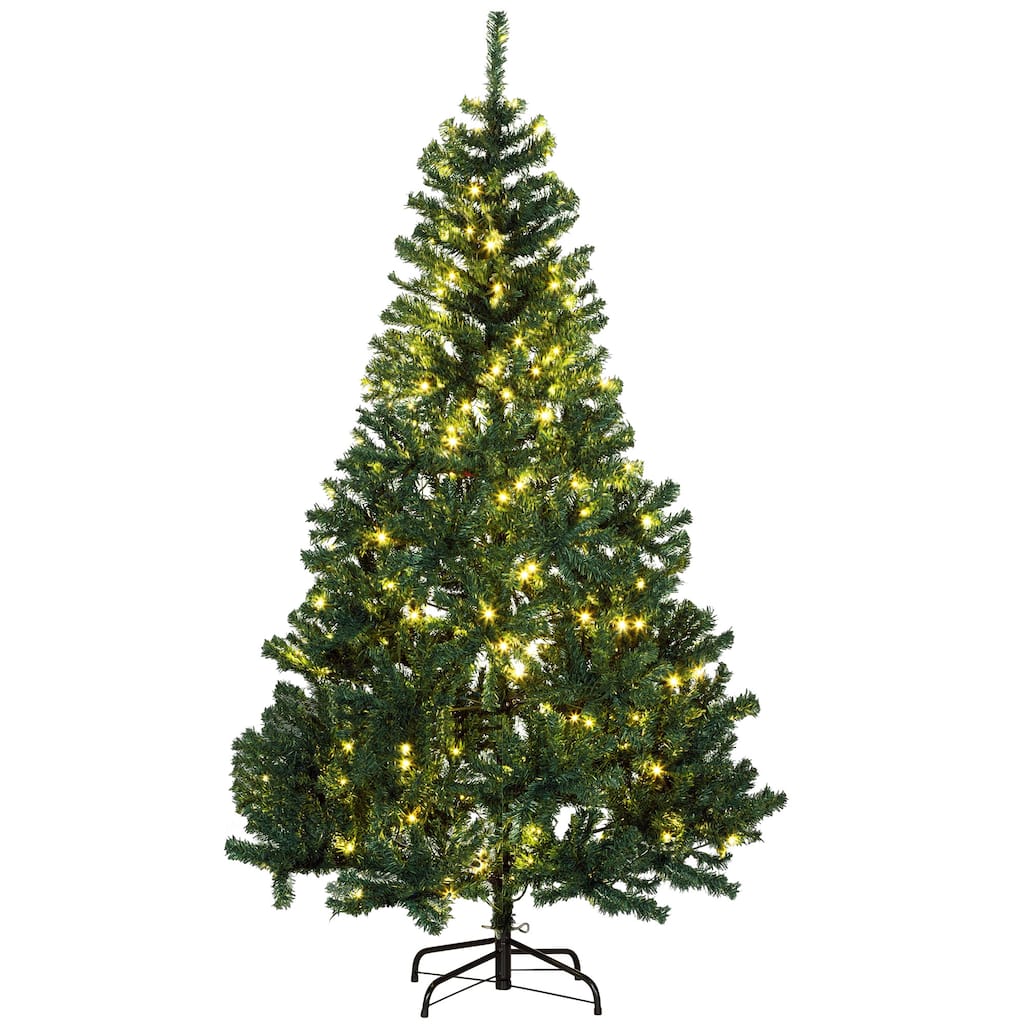 6' Tall Prelit Christmas Tree Douglas Fir Artificial Christmas Tree with Realistic Branches, 250 Warm White LED Lights - Green