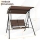 preview thumbnail 5 of 7, 2 Person Porch Swing with Adjustable Canopy and Padded Seat-Brown - 58.5" x 47" x 64" (L x W x H)