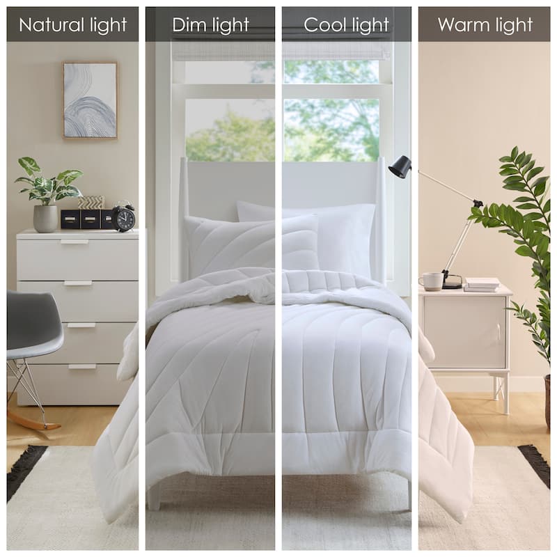 3 PCS Full/Queen Poly Jersey Puffy Comforter Set White
