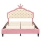 preview thumbnail 12 of 22, Cute Crown PU Leather Princess Bed