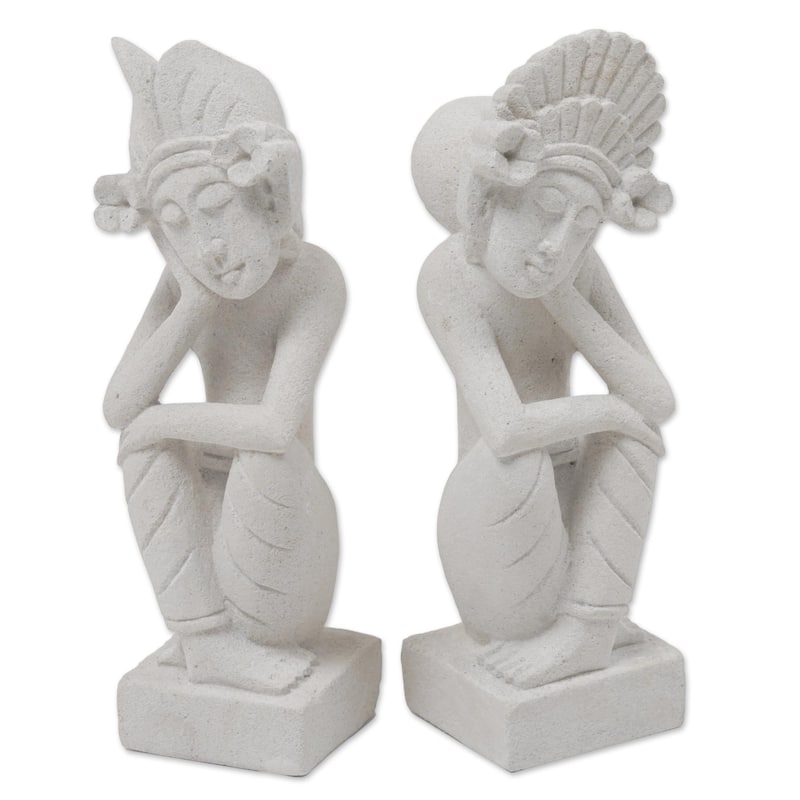 Novica Handmade Jegeg And Bagus Sandstone Sculptures (Pair)