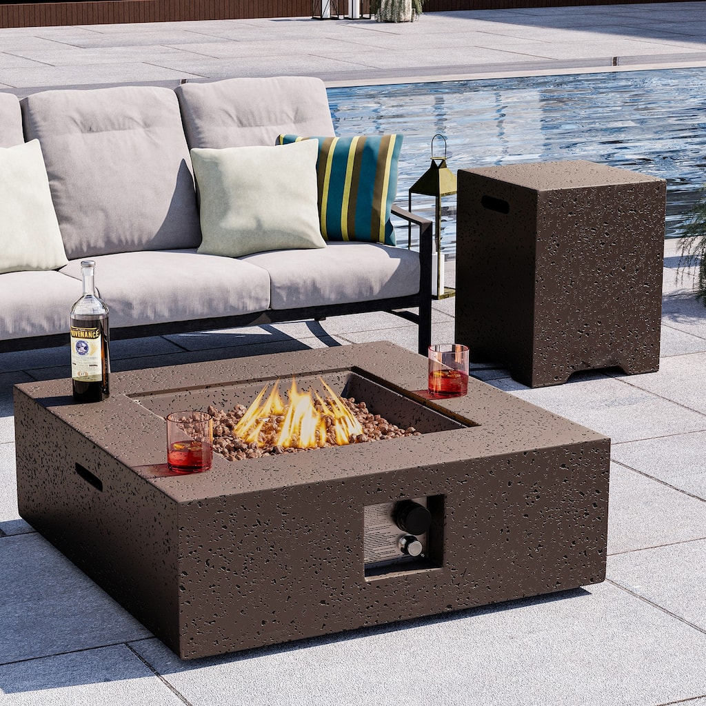 COSIEST Outdoor 35-inch Square Propane Fire Pit Table