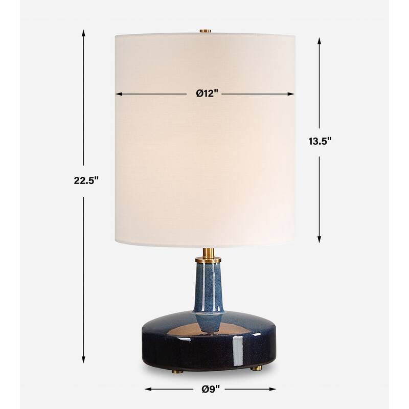 Uttermost Abyss Blue Table Lamp - 22.5" H X 12" W X 12" D