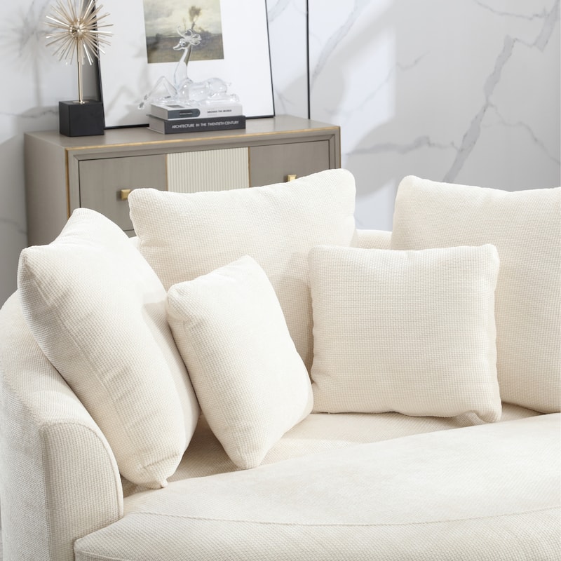 59.8''W Modern Oversized Sofa Chair, Round Accent Barrel Chair With 5 Pillows