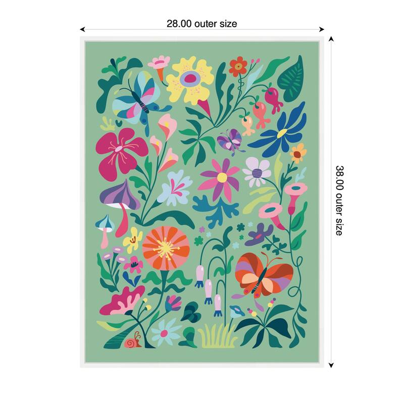 Kate and Laurel Sylvie Wild flowers and Butterflies Framed Canvas by Rachel Lee