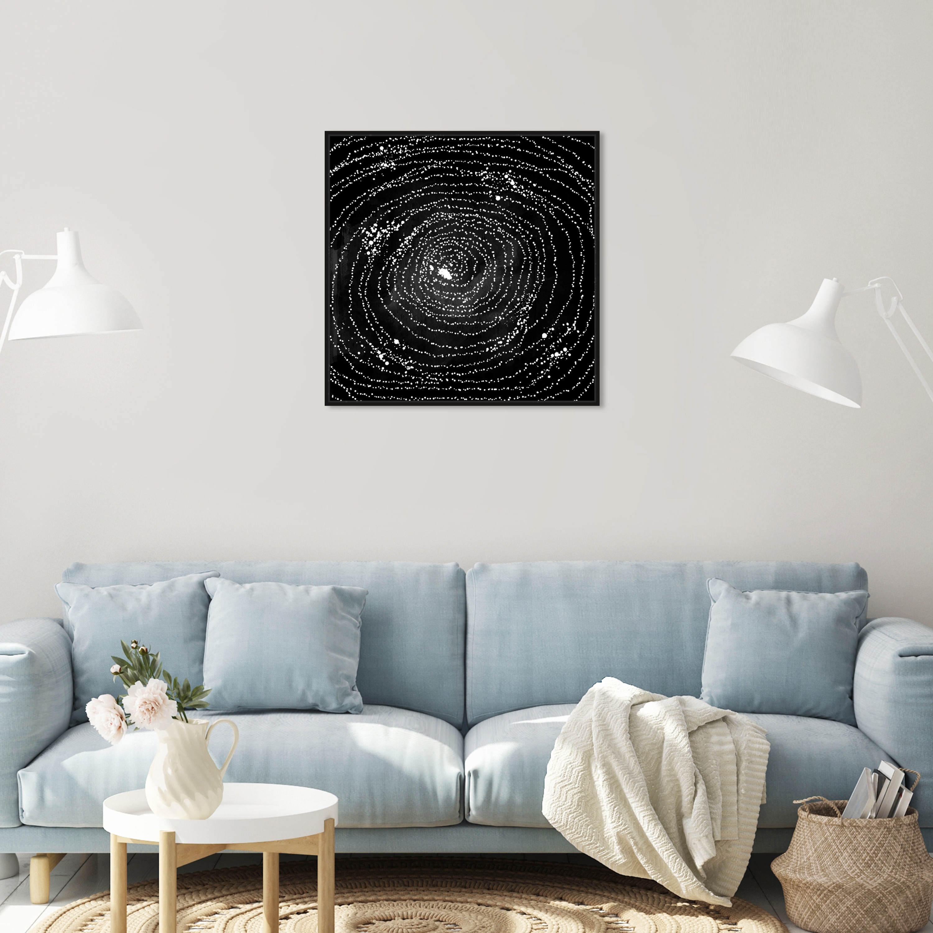 Wood Starburst Radial Plates Framed Wall Art With Black Frame Set