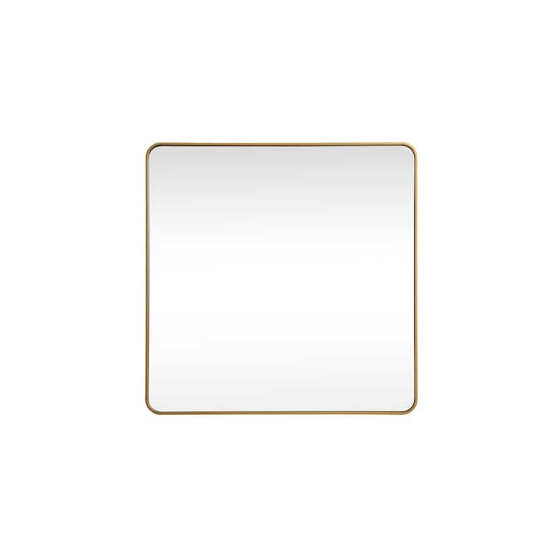 Indigo Home Soft corner metal square mirror 48x48 inch - Brass