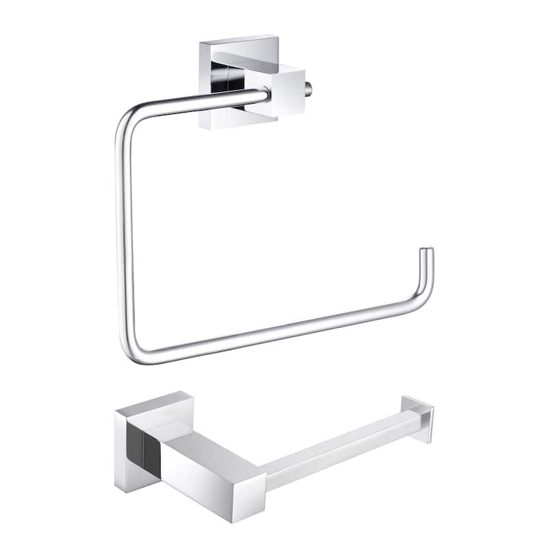 Cube 2-Piece Bathroom Hardware Set - Chrome