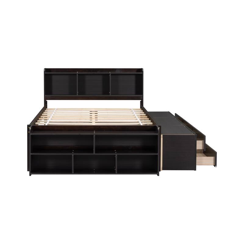 Bed with Under bed Storage Drawers and Bed End Storage Case