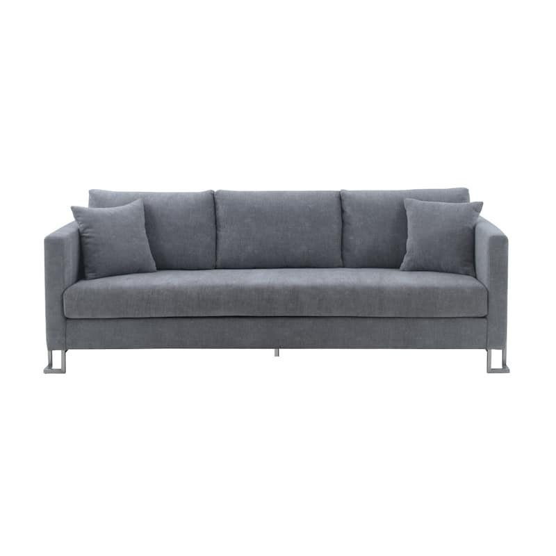 Heritage Fabric Sofa with Brushed Stainless Steel Legs - Grey