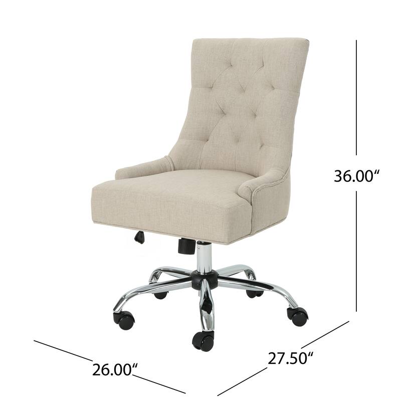 360° Rotating Home Office Chair, Adjustable Height Ergonomic Chair, Upholstered Desk Stool with Metal Base and Wheels - N/A