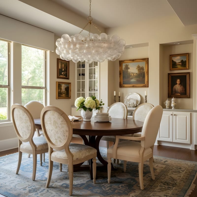 Gold Bubble Ball Chandelier, LED Pendant Light with Glass Globes