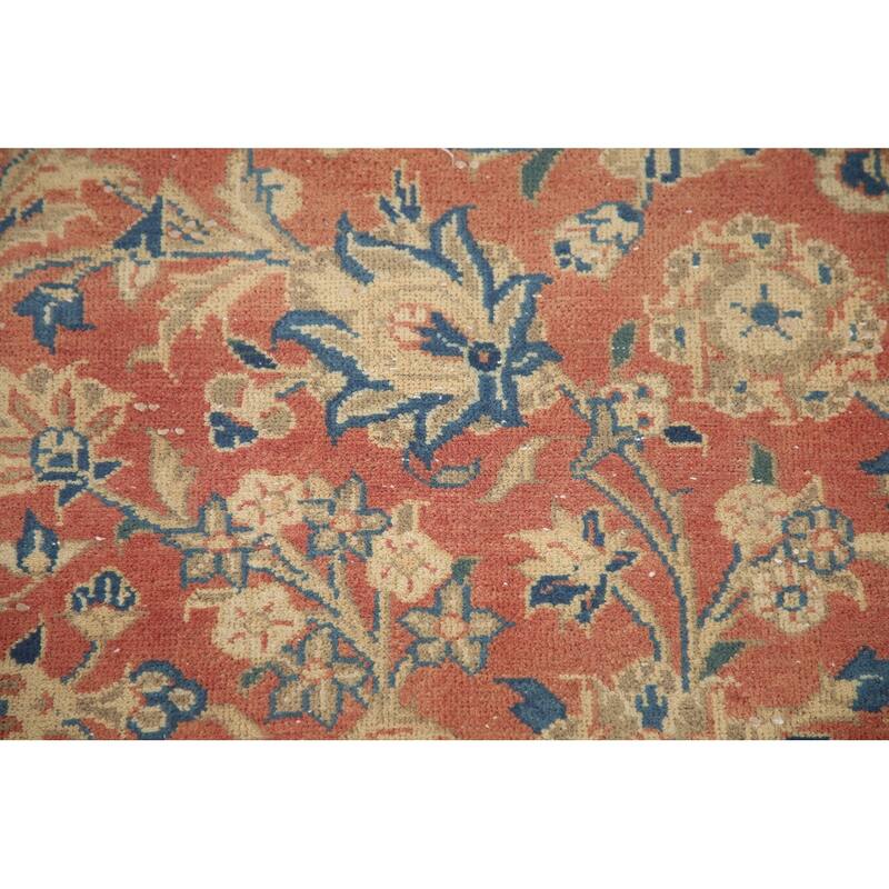 Hand Knotted Oriental 100% Wool Carpet Traditional Floral Oranges & Rust Mashad Area Rug - 14' 0'' X 9' 6''