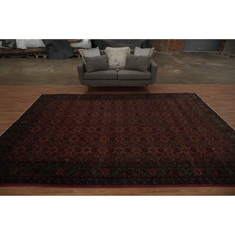 Hand Knotted Oriental 100% Wool Carpet Traditional Floral Pink Mahal Area Rug - 10' 11'' X 8' 9''