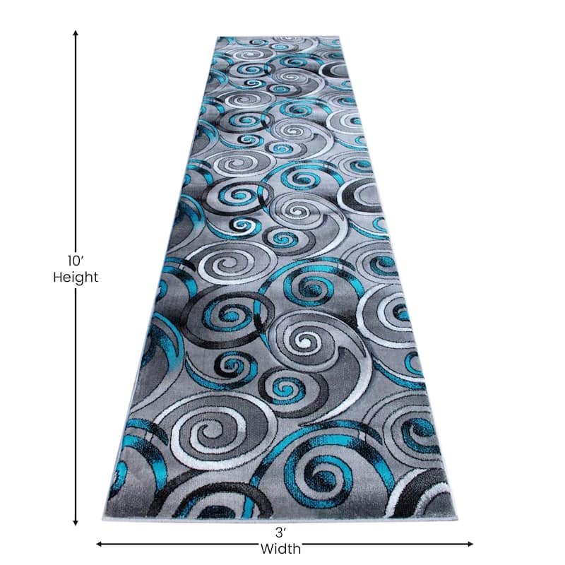 Modern Spiral Patterned Olefin Indoor Area Rug