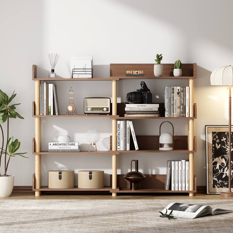 4 Tier Retractable & Rotatable Bookcases,Corner Book Shelf,Storage Rack for CDs/Movies/Books,Bookcase,Utility Organizer Shelves