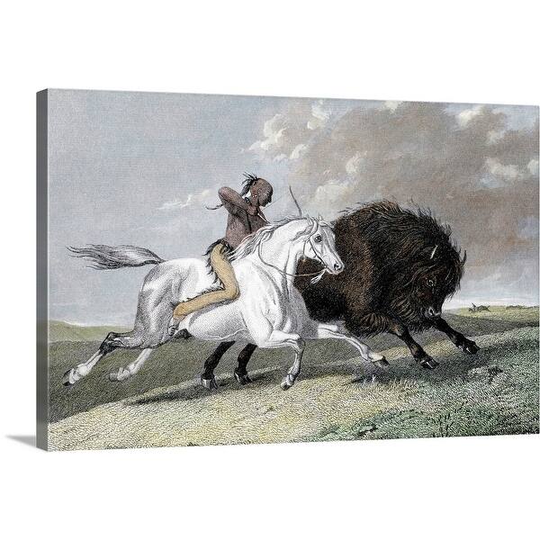 Shop Native American Hunting Buffalo Canvas Wall Art Overstock