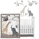 preview thumbnail 2 of 5, Lambs & Ivy Baby Jungle Animals 4-Piece Gray/White/Taupe Crib Bedding Set